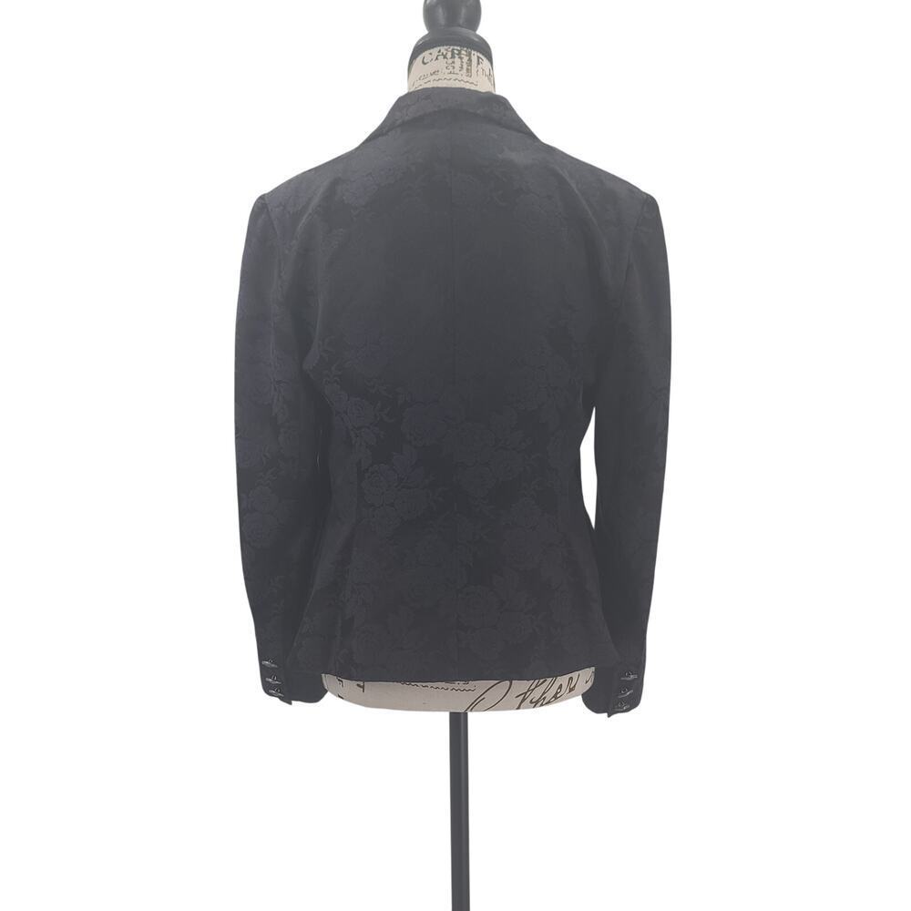Jacquard Floral fairy grunge whimsigoth crop blazer black Size 6 office career - Picture 2 of 8
